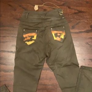 Women’s Skull Chain Army Green Military Pant